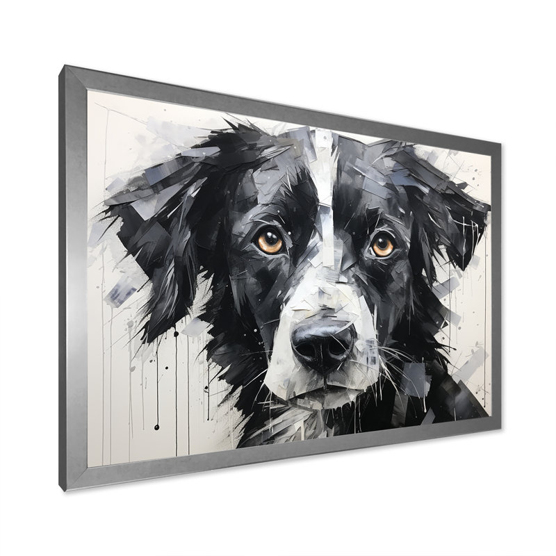 Sarabi, portrait de chien sur toile, H 12 po x l 20 po x P 1 po, Cadre de coin argenté fermé