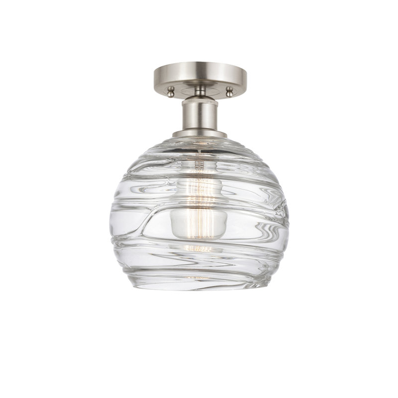 Glass Semi Flush Mount, 10" H x 8" W x 8" D, Brushed Satin Nickel