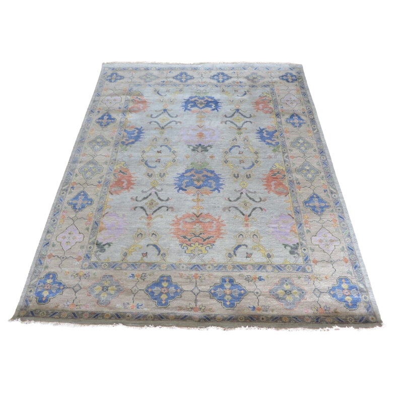 Tapis oriental bleu doux noué à la main 8 x 9 pi 10 po G15145