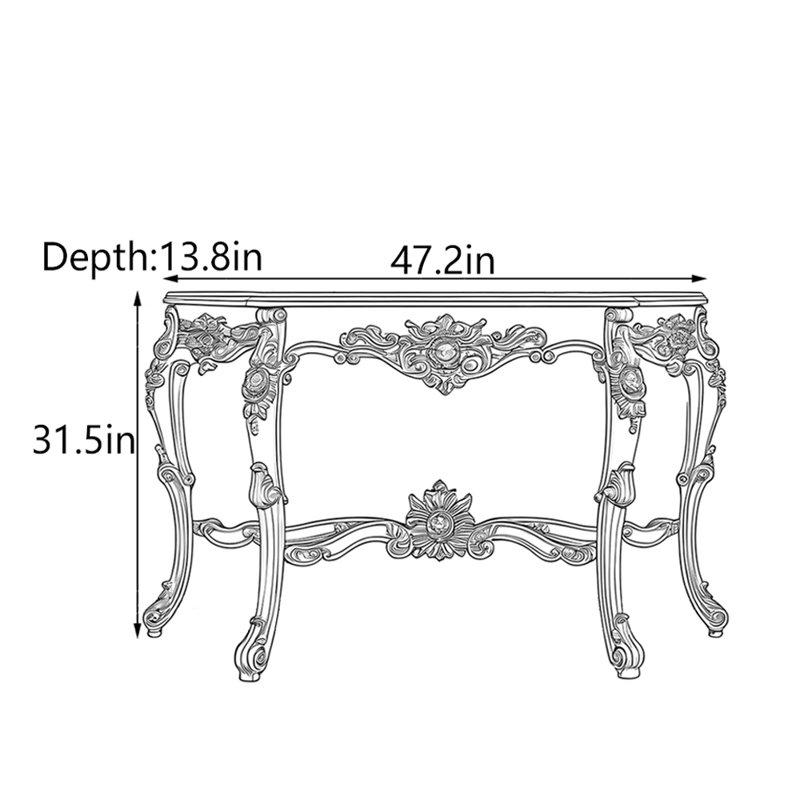 Console American, H 31,5 po x l 47,2 po x P 13,8 po, Ivoire blanc