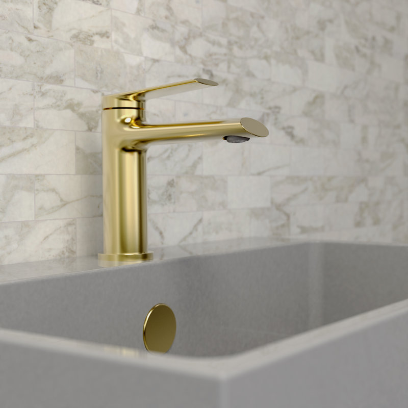 Robinet de salle de bain monotrou avec ensemble de bonde Belanger, Or mat