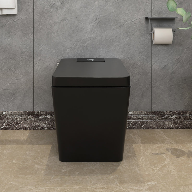 27 po X 15 po Baignoire de trempage autoportante en céramique, Noir mat