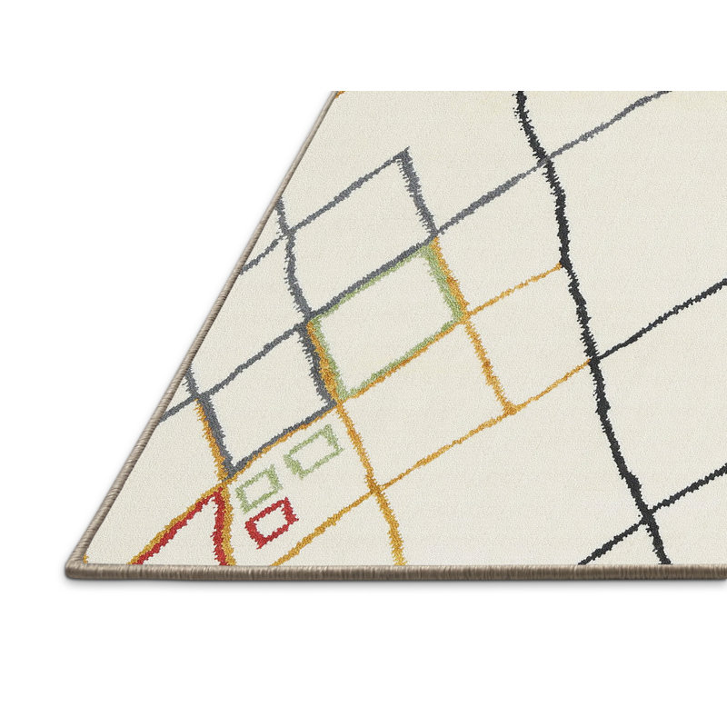 Tapis contemporain beige / rouge, Rectangle 2 pi x 4 pi