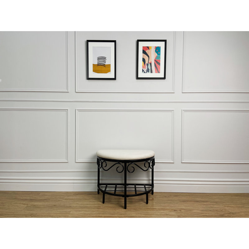 Barhorst Polyester Blend Upholstered Storage Bench, Cream