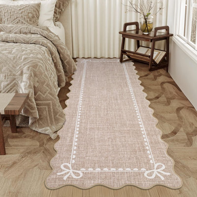 Tapis festonné lavable à nœuds pour chambre de bébé et couloir