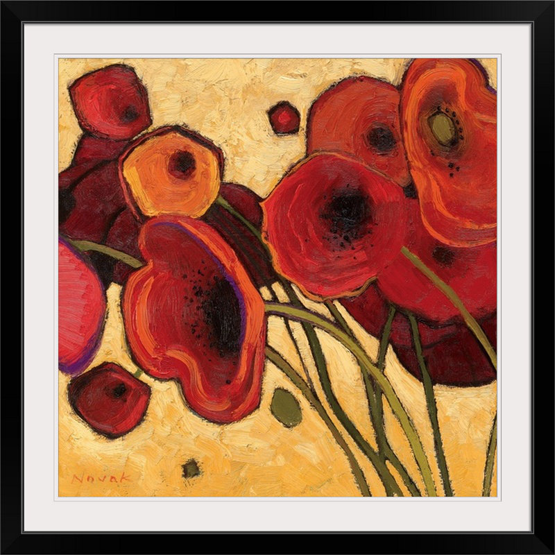 « i » par shirley novak, reproduction d’art Poppies Wildly, H 24 po x l 24 po x P 1,5 po, Toile