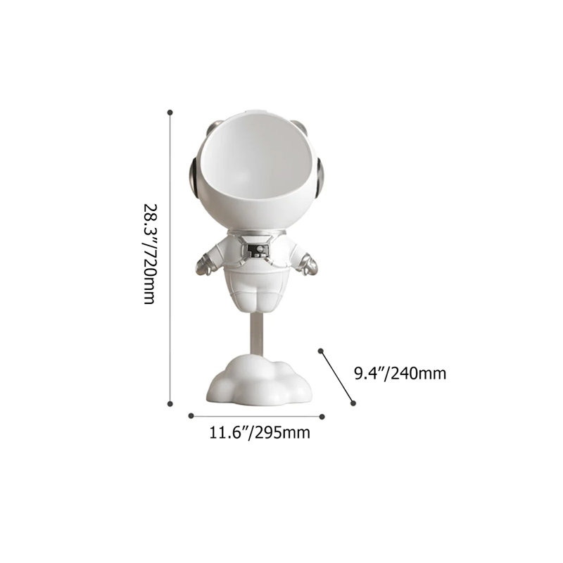 Astronaut Resin Figurine Floating Side Table with Storage Modern Novelty White Floor Table Premium Resin and Acrylic Work of Art for Books Mementos Decor