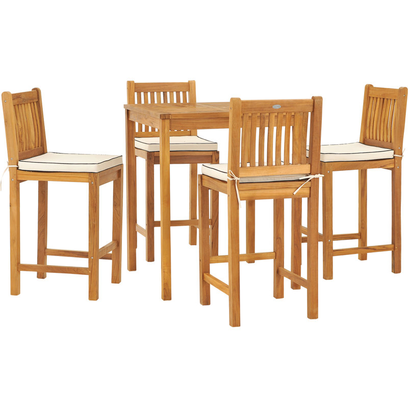Outdoor 5 - Piece Teak Bistro Set with Cushions