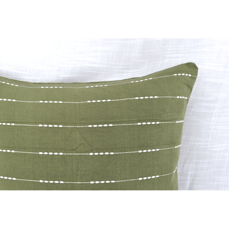 Coussin décoratif rayé, coussin en coton avec rayures tissées, H 20 po x l 20 po, Polyester, Vert