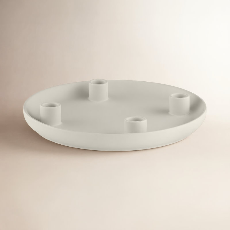 Advent 1.38" Stoneware Tabletop Candelabra, Moonbeam