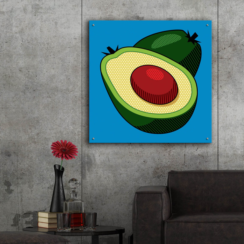 " Avocado On Blue " Print, 36" H x 36" W x 0.2" D