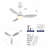 Modern White Ceiling Fan With Light, Featuring 3 Abs Plastic Blades, Remote Control Operation, Reversible Dc Motor, And Dimmable Led Lighting.-517838530