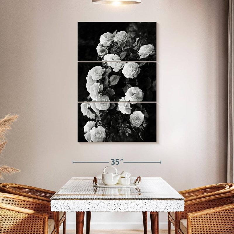 Monochrome Rose Bush, 50" H x 32" W