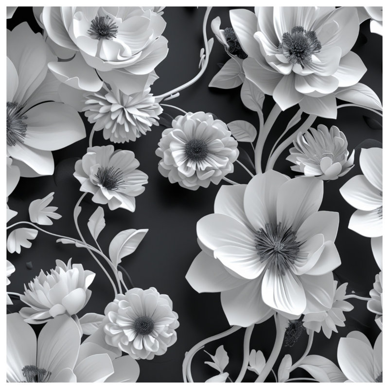 Rideaux noirs et blancs à motif floral, voilages et voilages à fleurs - 1 panneau, 50" x 80" - 1 Panel, Blockout