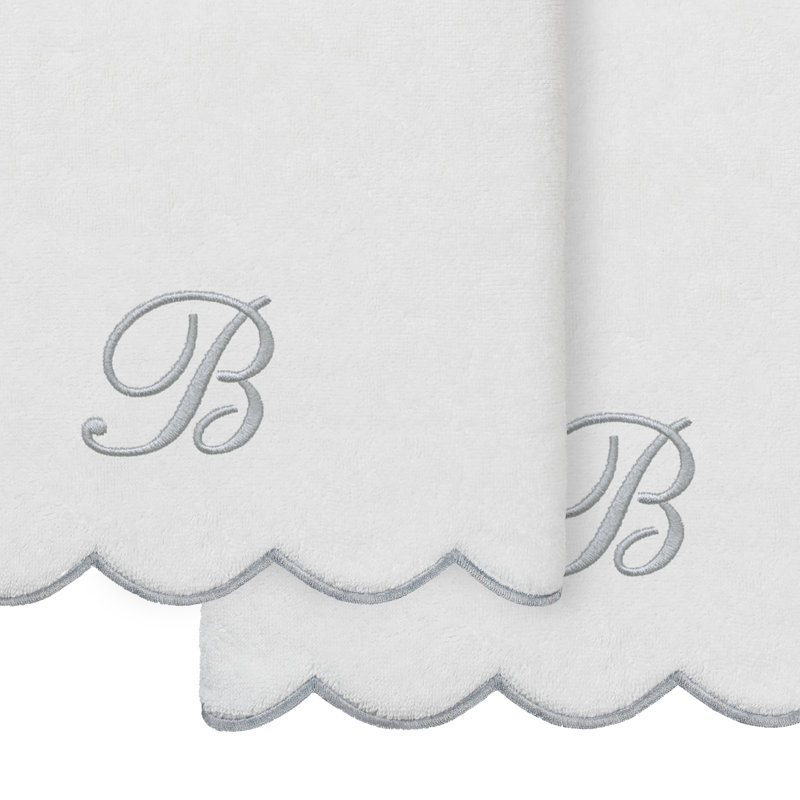  Ensemble de serviettes de bain personnalisables 100% coton turque ADORNIA 2PC, B, Blanc / Gris