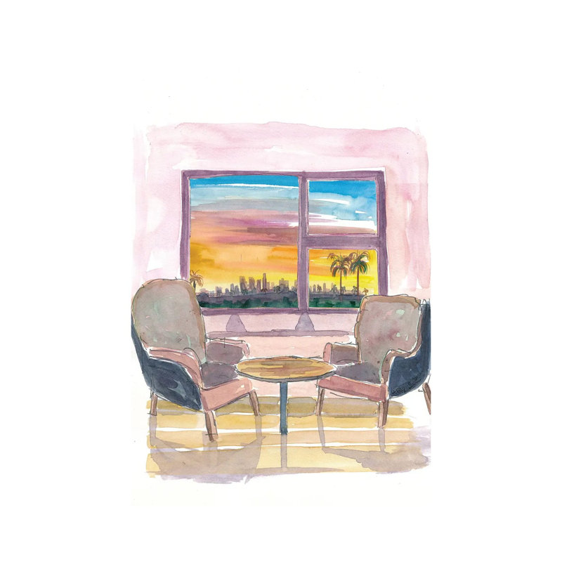 Cozy Panorama Window To Los Angeles California by Markus & Martina Bleichner - Wrapped Canvas Gallery-Wrapped Canvas Giclée