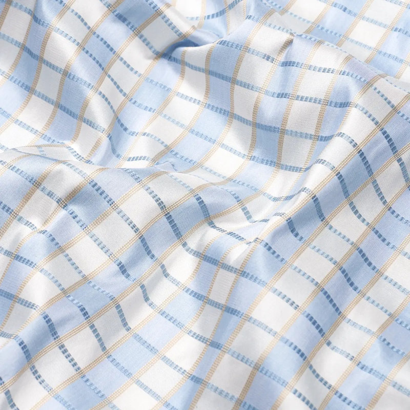Ingrid Silk Check Fabric, Light Blue