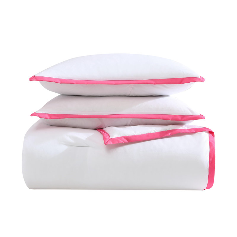 Hotel Signature Betsey Johnson Signature Solid Reversible Comforter Set, Pink/White, King Comforter + 3 Additional Pieces