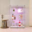 Vitrine en verre trempé, armoire à vin, armoire de rangement, classeur, plateau en verre trempé, bande lumineuse à DEL Bluetooth, avec serrure de porte-1813012229