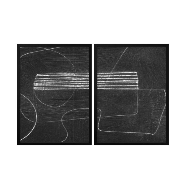 "Abstract Dark", ensemble de deux peintures murales encadrées, Noir, H 24 po x l 36 po