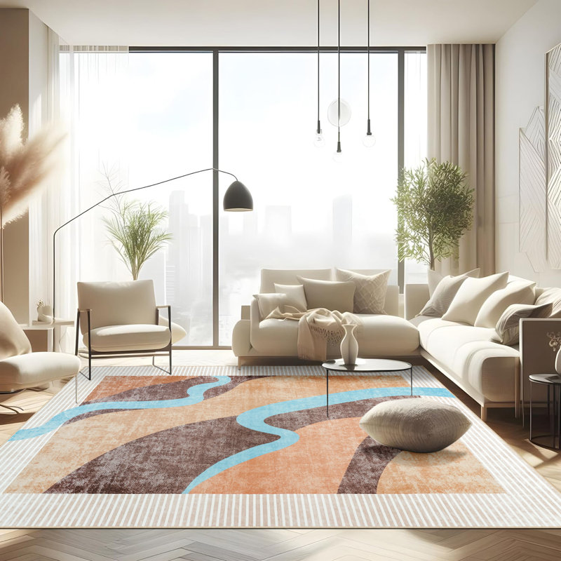 Large Moroccan Area Rug Soft Abstract Farmhouse Rugs For Bedroom Under Dining Table, Rectangle 5' x 8'