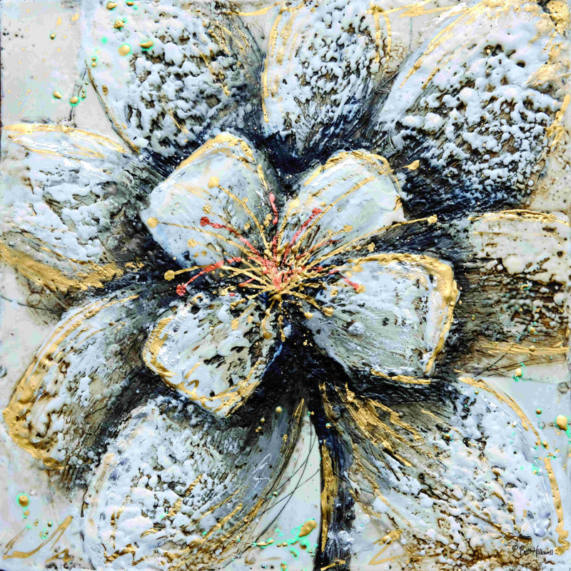 Explosion de pétales par Britt Hallowell - Peinture, H 12 po x l 12 po, Non, Wrapped Canvas