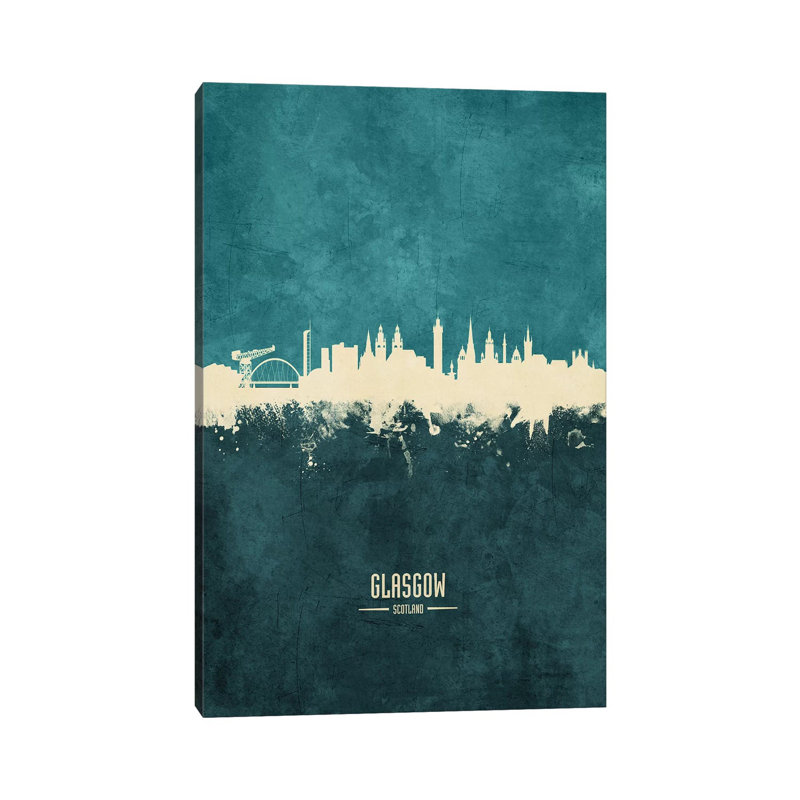 Glasgow Scotland Skyline by Michael Tompsett - Wrapped Canvas Painting, 30.48 cm H x 45.72 cm W