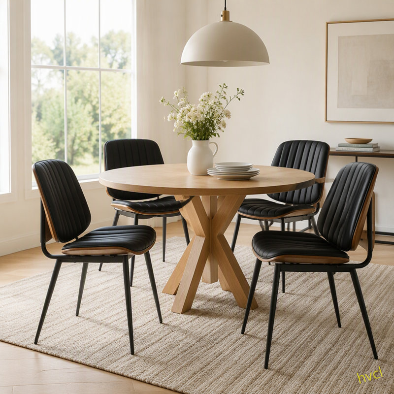 Chaises de salle à manger rembourrées Titus, 2, Noir