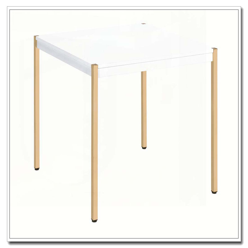 Table de bout carrée blanche et dorée