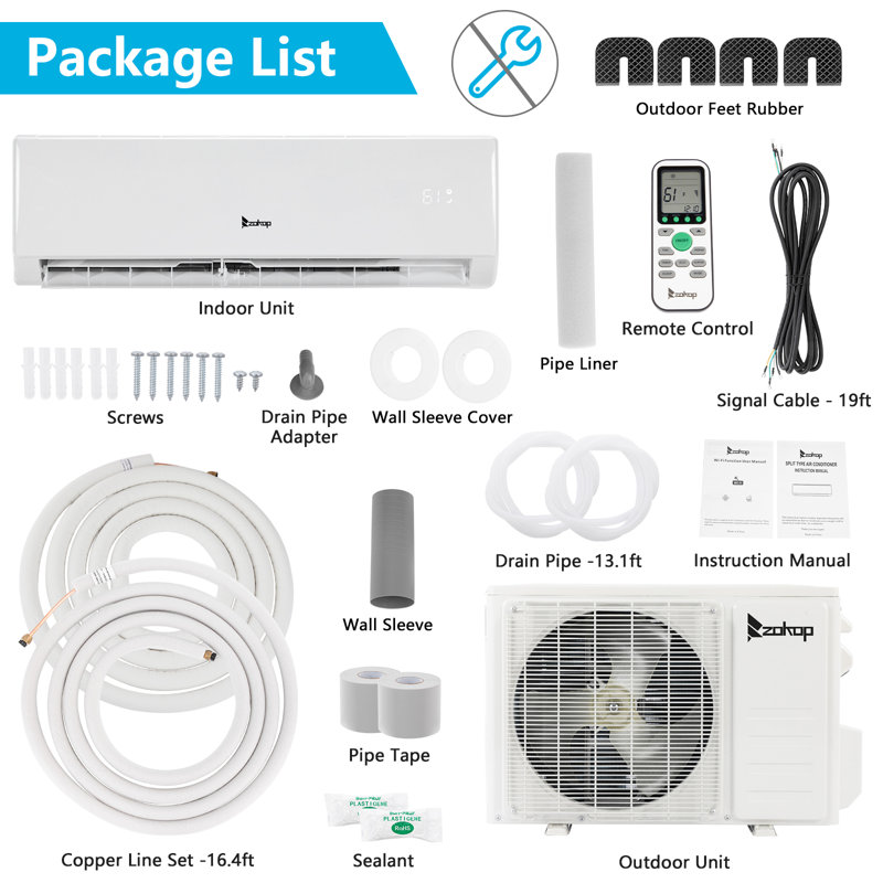 Winado 11000 BTU Wi-Fi Connected Ductless Mini Split Air Conditioner for 550 Square Feet with Heater and Remote Included