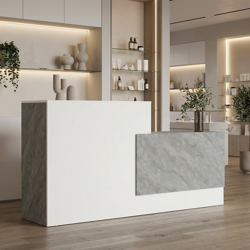 Bureau de réception rectangulaire l 86,6 po avec tablettes ouvertes