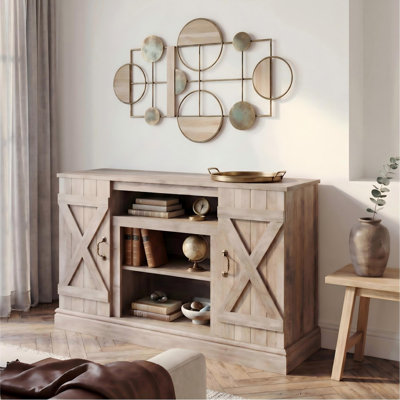 47" W Rustic Industrial Tv Stand With Open And Closed Storage Space， Modern Media Tv Console For Living Room, Bedroom