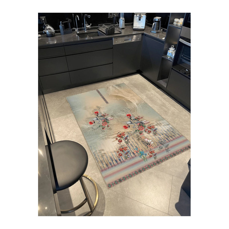 Floral Themed Multicolored Abstract Motifs Flower And Cloud Patterned Modern Decorative Carpet, Rectangle 4' x 5'11"