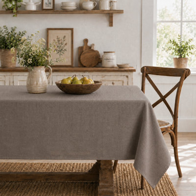 Heavyweight Linen Textured Rectangle Spill Resistant Tablecloth