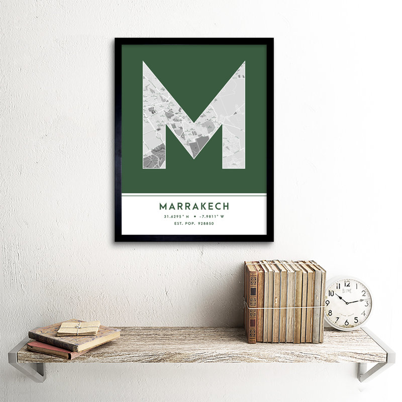 Marrakech Morocco City Map by Wee Blue Coo - Single Picture Frame Typography