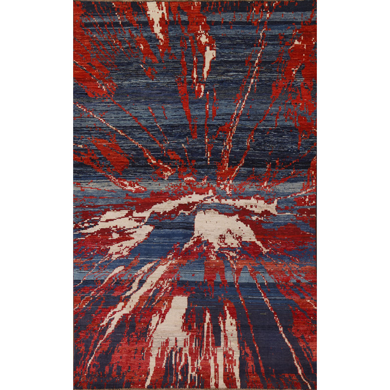 One-of-a-Kind 6'8'' X 9'5'' New Age Wool Area Rug in Navy Blue