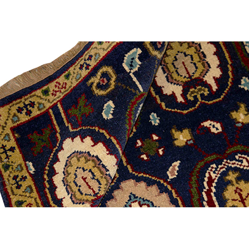 Hand-Knotted High-Quality Blue and Yellow Area Rug