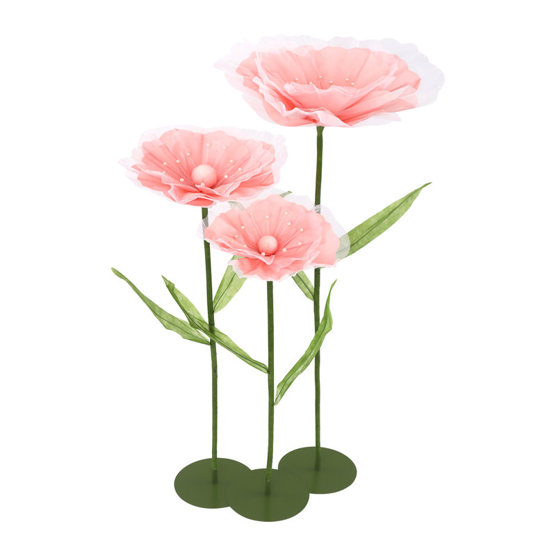 3PCS Artificial Flowers For Wedding Decoration, Pink