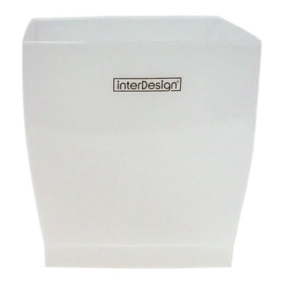 iDesign Mono Spa Rectangular Trash Can, Waste Basket, 2.5 Gallon, Frost