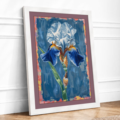 Iris in Blue Botanical - Framed Print