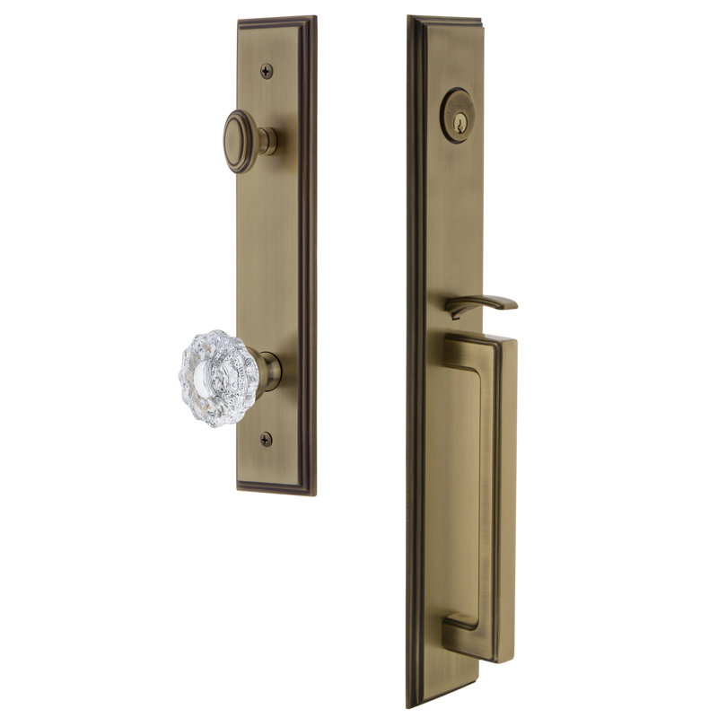 Carré Complete Dummy Entry Set with Versailles Knob and Rosette, Vintage Brass
