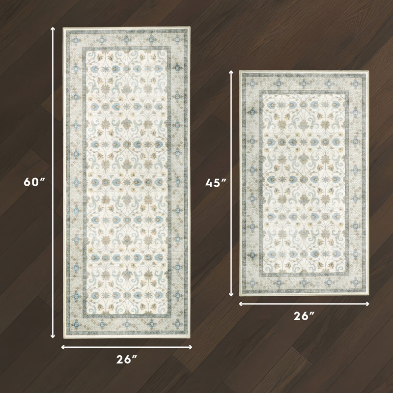 Laura Ashley Washable Printed Velvet Rug, Sage