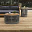 Ensemble de table industrielle rustique, table basse et table d'appoint avec design en corde tissée, ensemble de table moderne et fonctionnel pour le salon et la décoration intérieure - gris corde-459748220-459748218