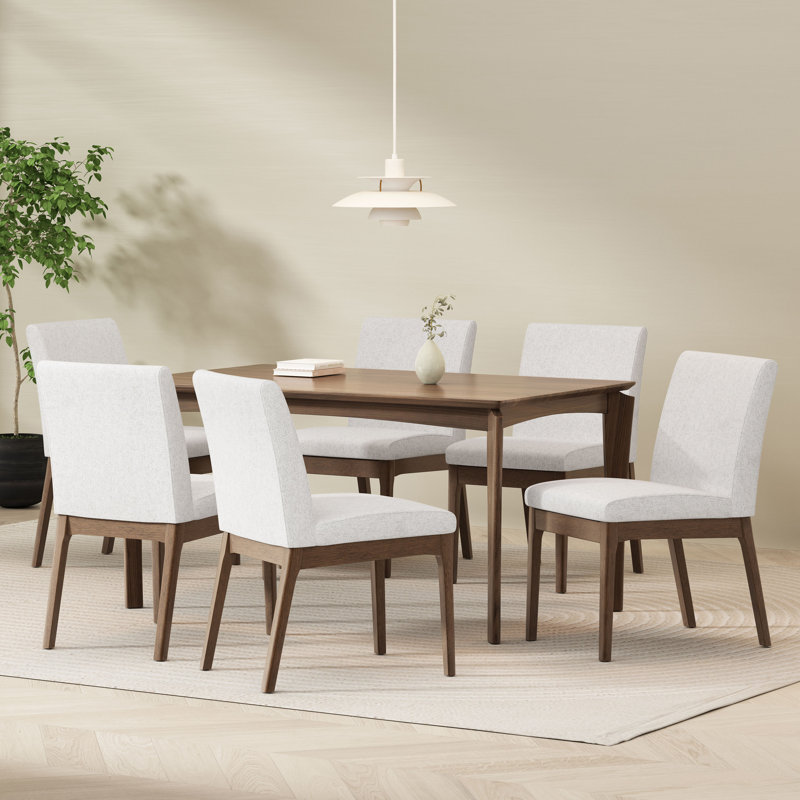 Ensemble de salle à manger rectangulaire L 59,1 po x l 35,4 po Chennault, Beige clair, Noyer naturel