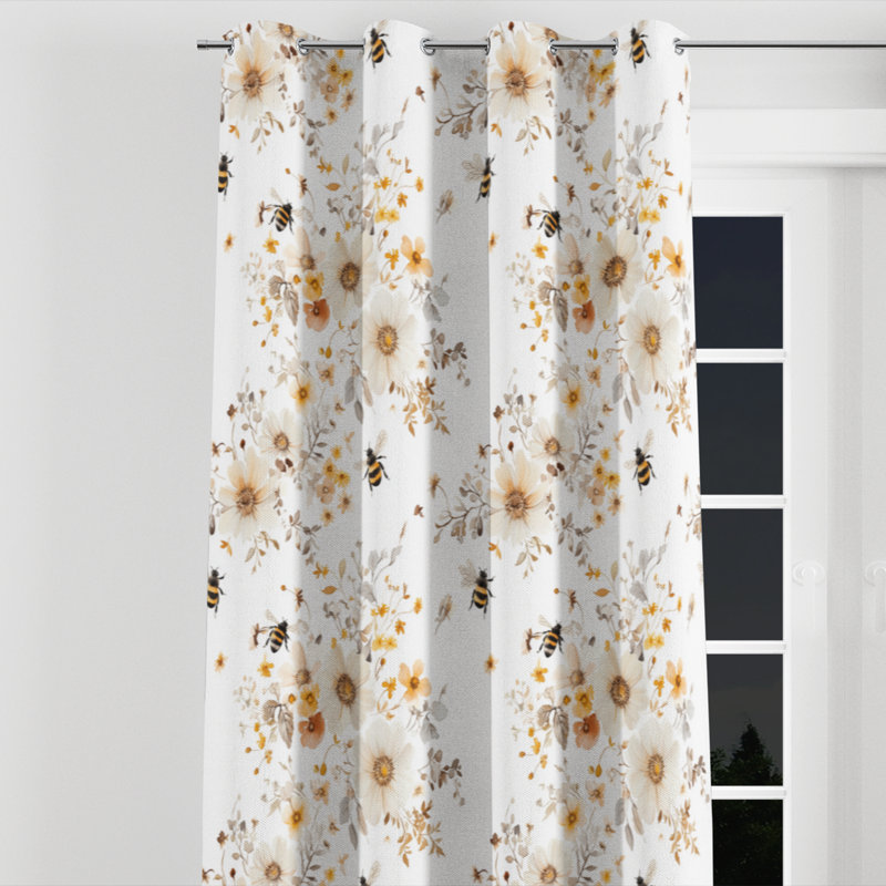 Panneaux de rideaux Country Farmhouse - Rideau à œillets de jardin en nectar jaune - 1 panneau, L 52 po x L 108 po