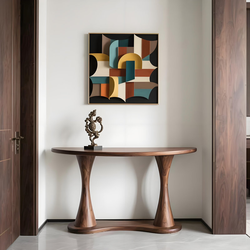Console en bois massif de style médiéval, H 35,4 po x l 51 po x P 15,7 po