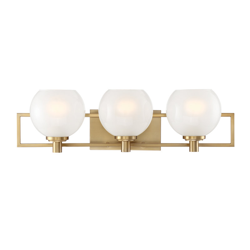 Cherilus 24" W 3-Light Steel Vanity Light with Glass Globe Shades
