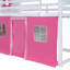 Lit plateforme simple en bois massif avec lit superposé simple avec tente et rebord de fenêtre pour chambre d'enfant, rose et blanc doux