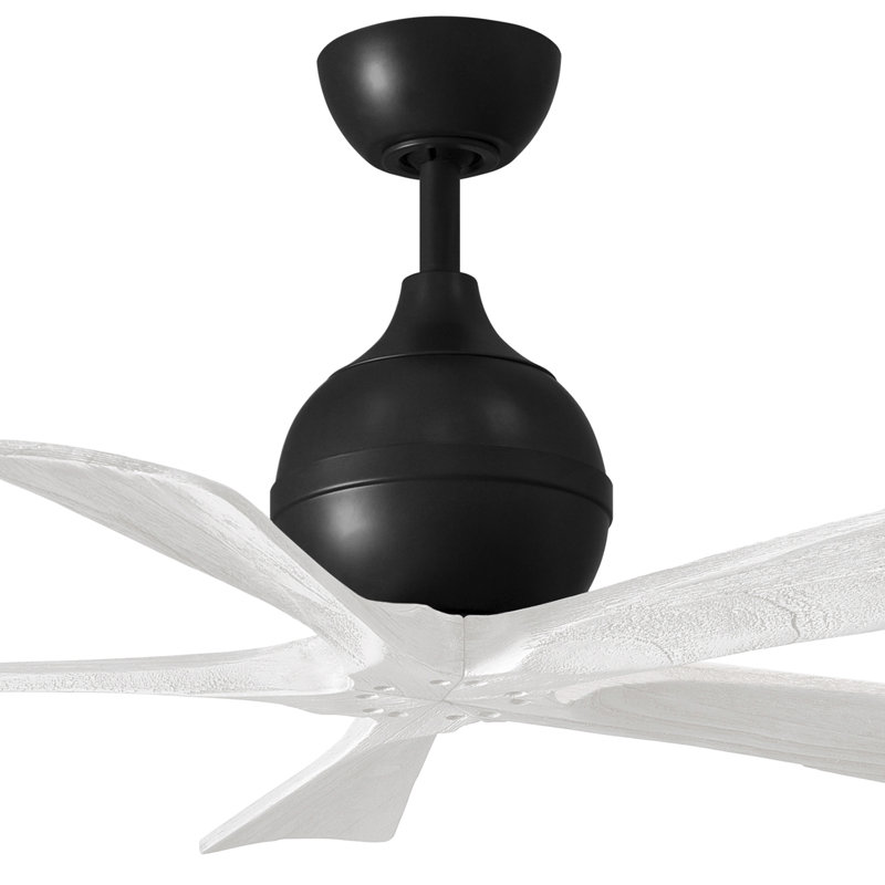 52" Irene 5-Blade Ceiling Fan with Wall Remote, Matte Black, Matte White, 42"