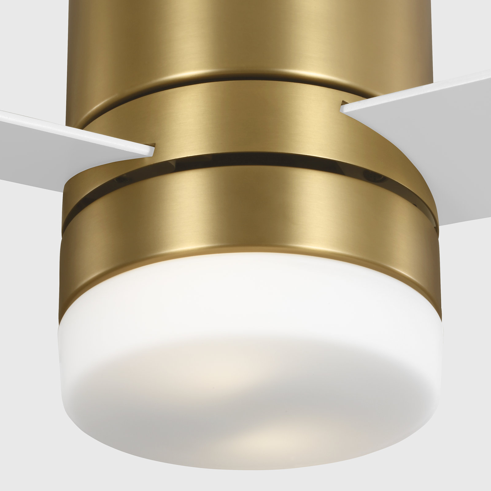 Kris 3 Blade Ceiling Fan with LED Light Kit, 44", Matte White, Burnished Brass